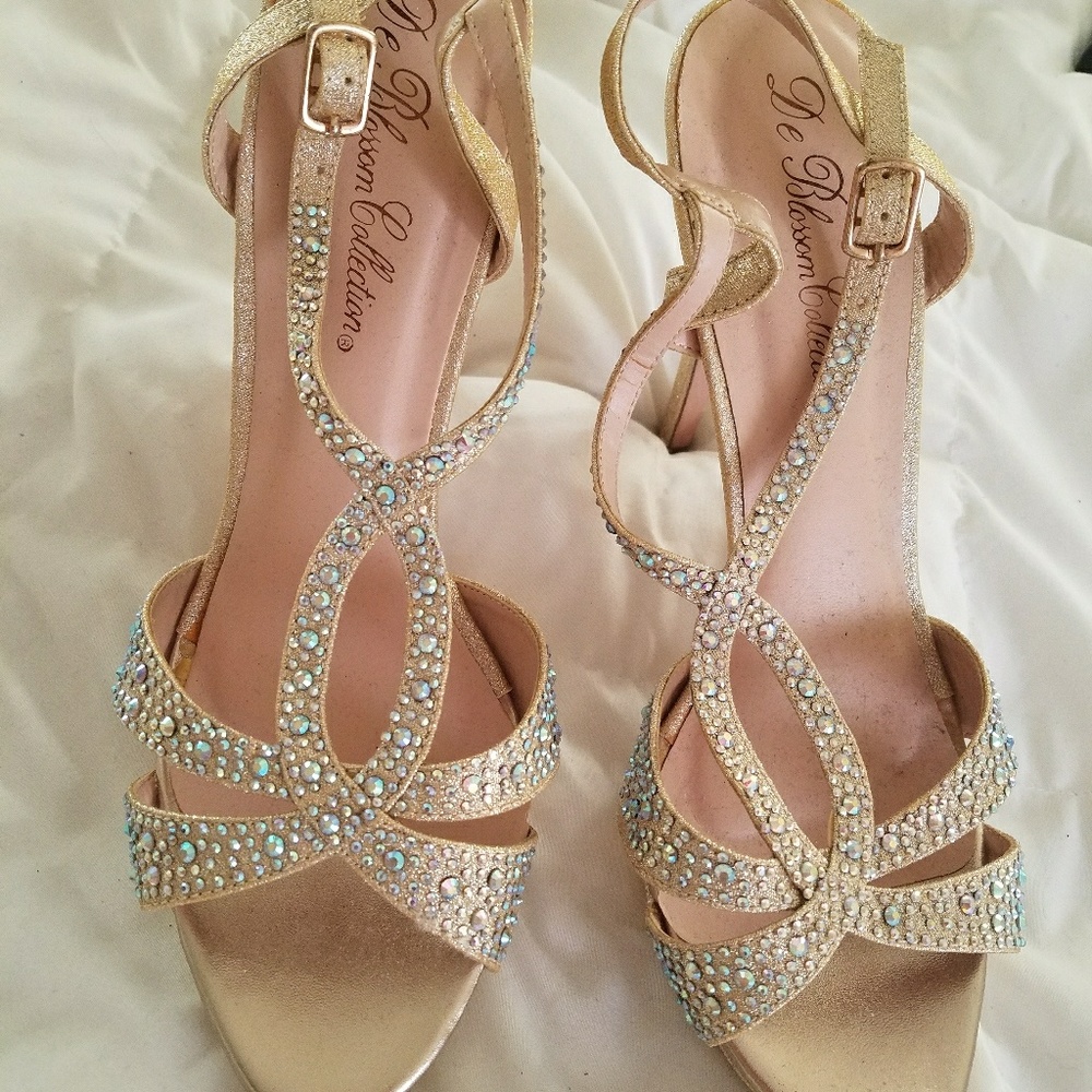 Gold bling bridesmaids shoes size 10